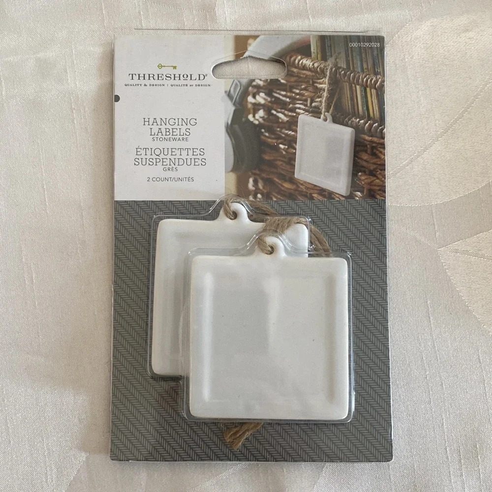 NWT Target 🎯 Hanging Labels 2.5x2.5” Square Stoneware 10 pieces organizing tags